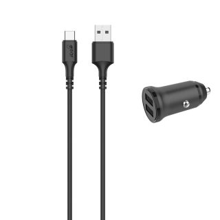 Gear STRÄMADAPTER 12-24V 2XUSB +1M KABEL USB-A TILL USB-C hos Poradio.se