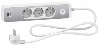 Schneider Electric GRENUTTAG 3-VÄGS 2XUSB VIT/ALU hos Poradio.se