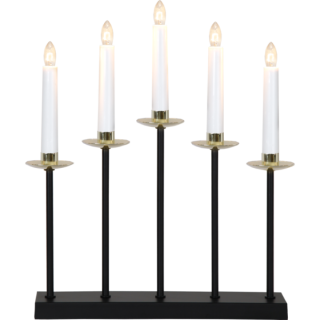 GRETA LJUSSTAKE 5-ARM SVART/MÄSSING hos Poradio.se