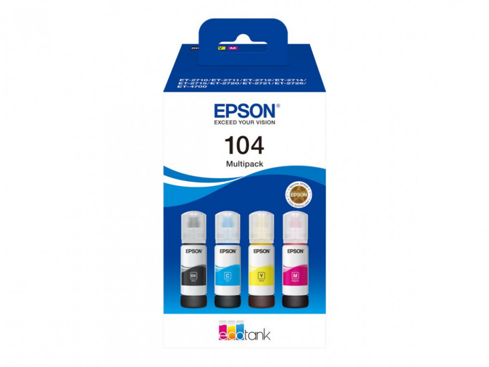 Epson T104 ECOTANK 4-COLOUR INK BOTTLE MULTIPACK