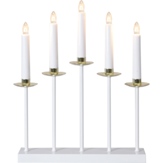 Star Trading GRETA LJUSSTAKE 5-ARM VIT/MÄSSING hos Poradio.se