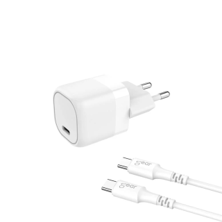 Gear GEAR STRÖMADAPTER USB-C 25W + KABEL 1M VIT hos Poradio.se