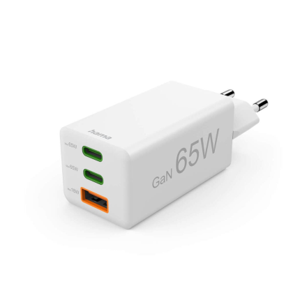 STRÖMADAPTER 2XUSB-C 65W + 1XUSB-A 18W